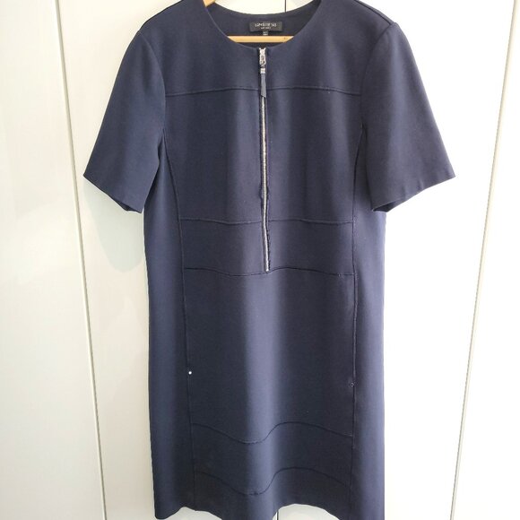 Lafayette 148 New York Dresses & Skirts - Lafayette 148 New York Demi Punto Milano Zip-Up Dress Navy Blue Size XL
